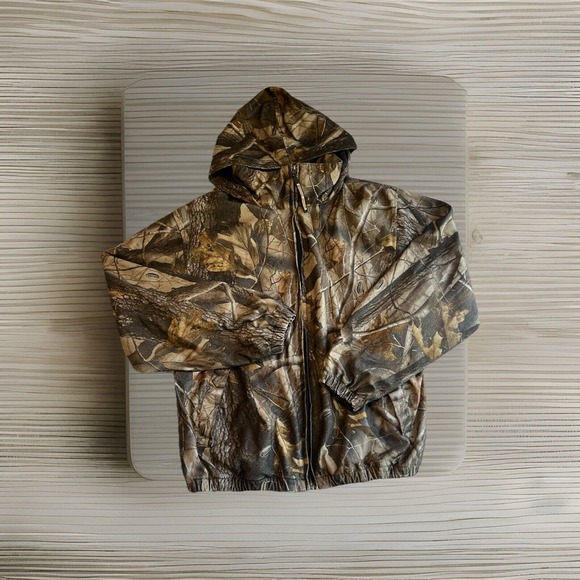 Vintage Sports Afield Real Tree Camouflage Snap Hunting Hooded Jacket Size Large - Picture 1 of 9